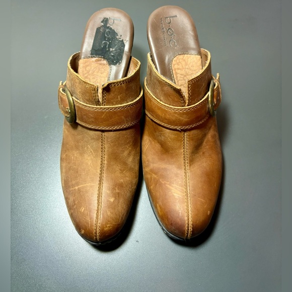 B.O.C. Cognac Leather Heel Mules - Picture 2 of 9